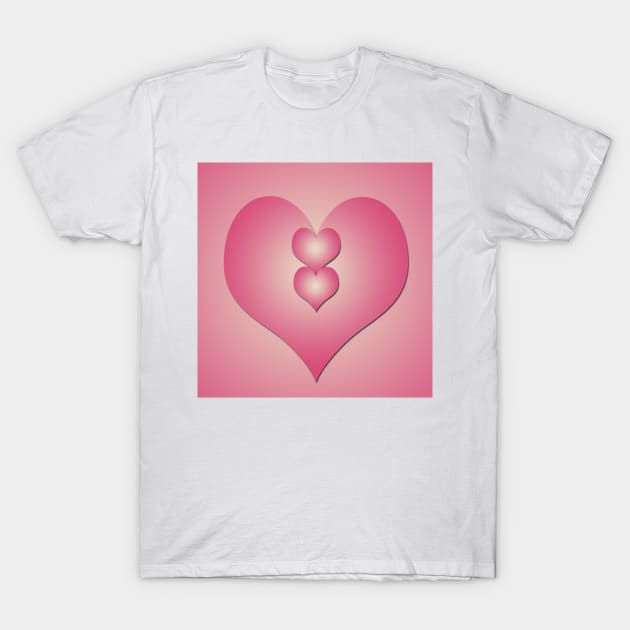 Pink hearts on pink background T-Shirt by ikshvaku